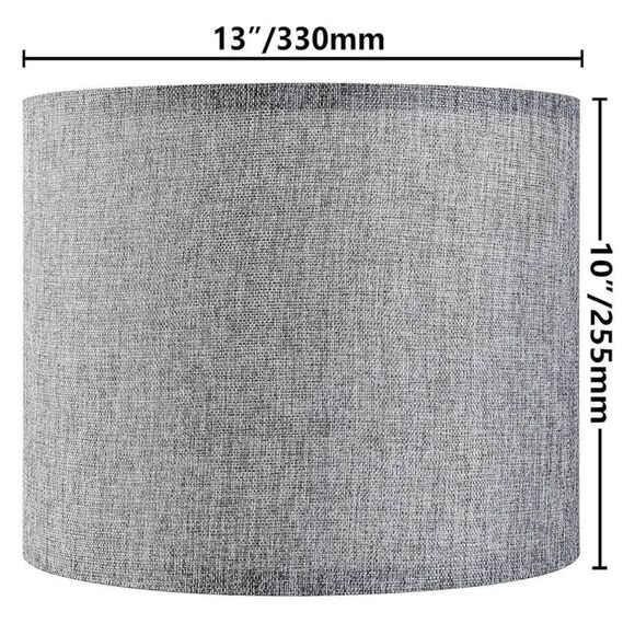 GO & So Gray Drum Lamp Shades Set of 2 Medium 13" Top x 13" Bottom x 10" High - Picture 2 of 9